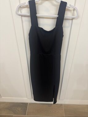 Petal & Pup Black Midi Sheath Dress with Wide Straps